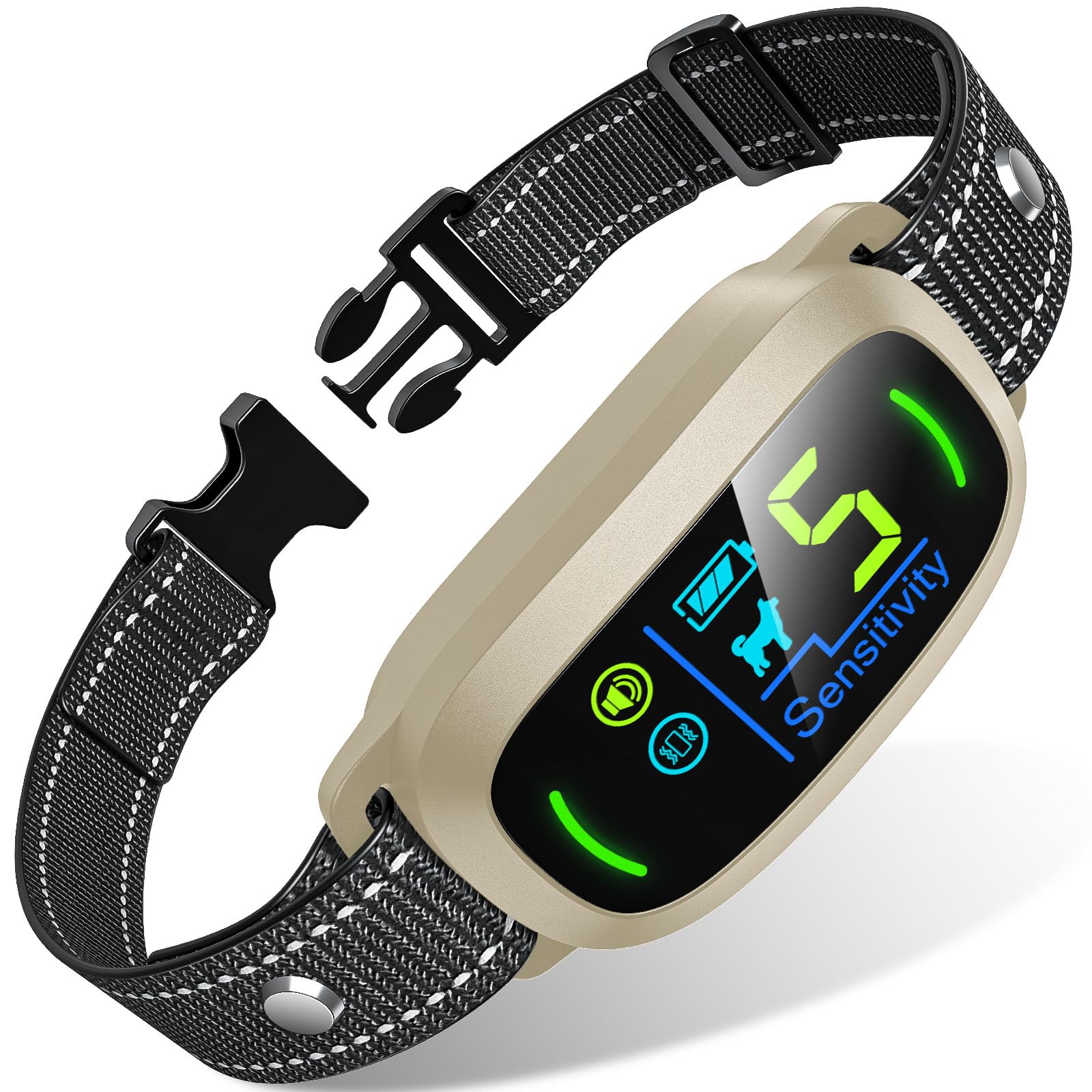 FAFAFROG Dog Bark Collar, Rechargeable Smart Collar, Anti Barking Training Collar with 5 Adjustable Sensitivity Beep Vibration, Bark Collar for Large Medium Small Dogs (Black) Gronata