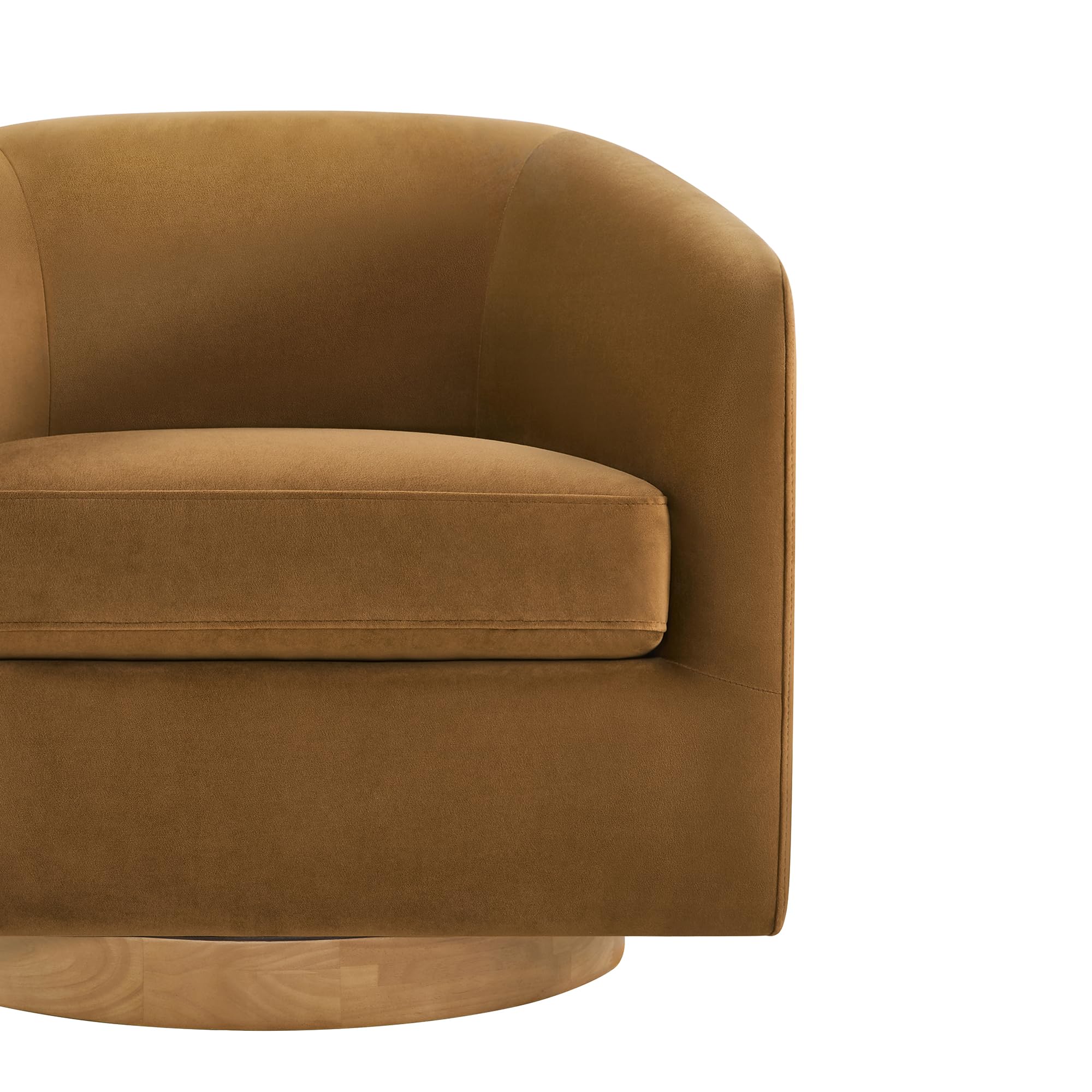 CHITA Swivel Accent Chair, Fully Assembled Fabric Barrel Armchair with FSC Certified Upholstered for Living Room, Bedroom and Office, Cream Gronata