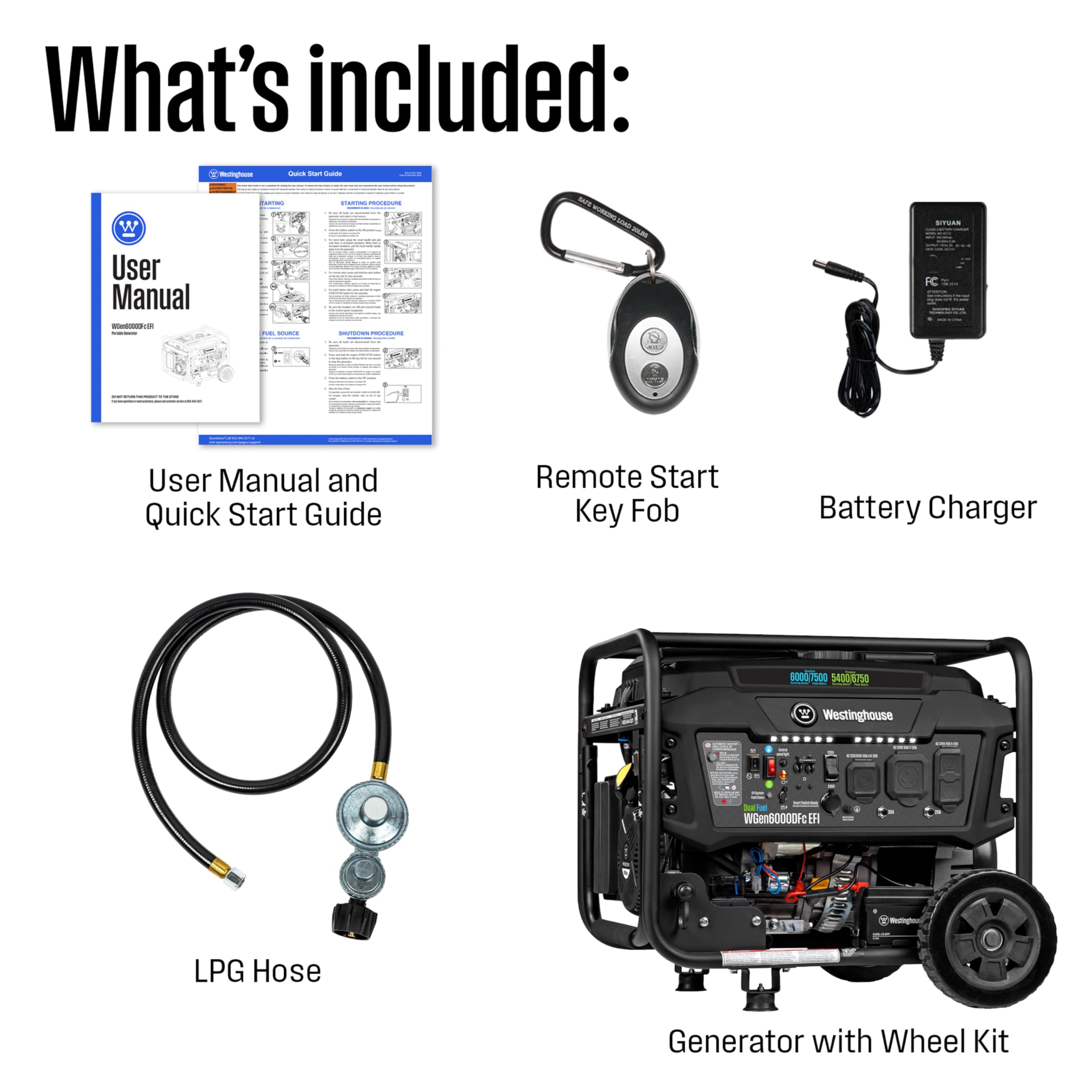Westinghouse 9500 Peak Watt Dual Fuel Home Backup Portable Generator, Electric Start, Transfer Switch Ready, Gas & Propane Powered, CO Sensor Gronata