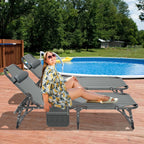 DoCred Heavy Duty Chaise Lounge Chair, Adjustable 5-Position Folding Chaise Lounge Chairs for Outside, Portable Lay Flat Beach Lounge Chair for Outdoor Sunbathing Beach Pool Lawn Camping Gronata
