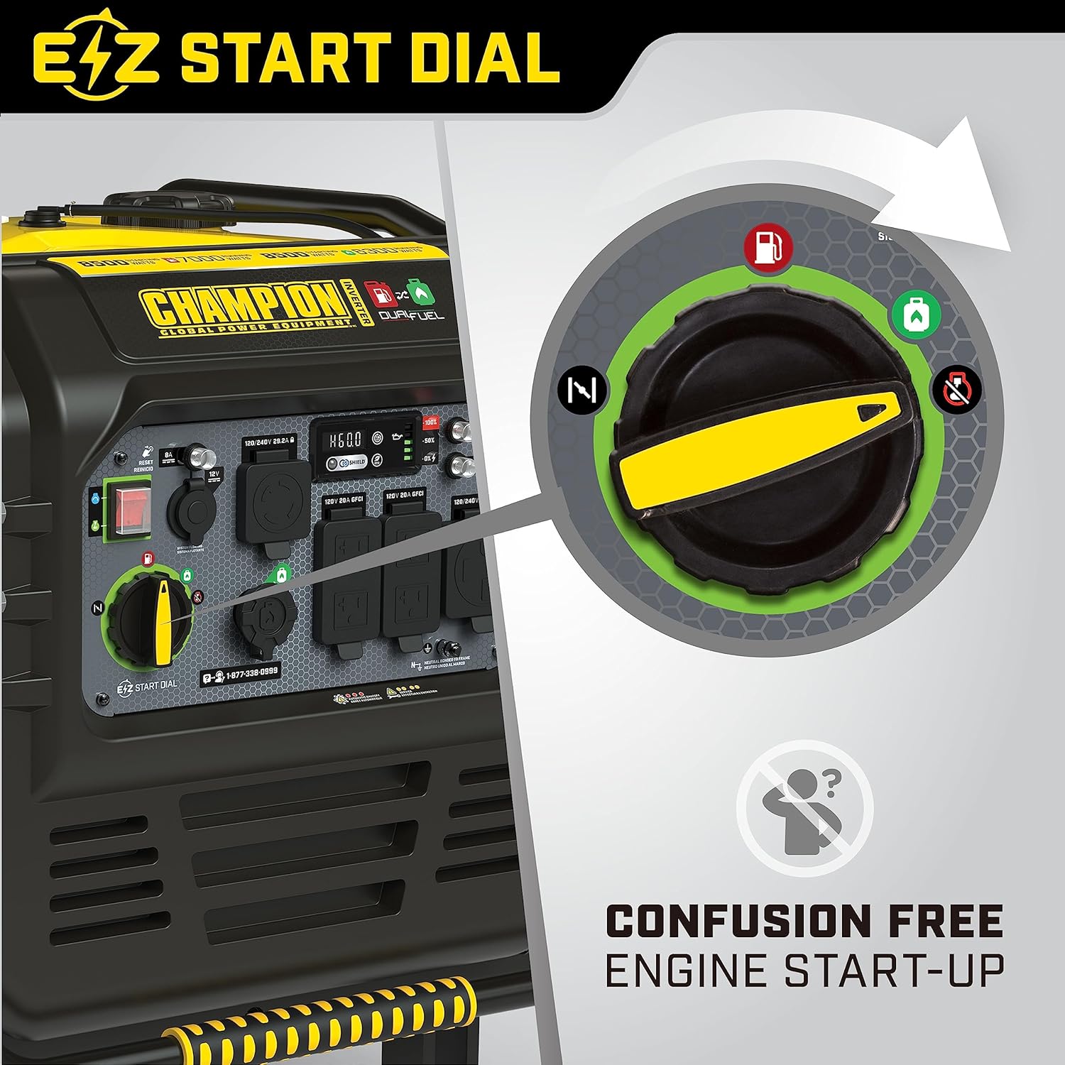 Champion Power Equipment 8500-Watt Electric Start Dual Fuel Home Backup Portable Inverter Generator with Quiet Technology and CO Shield Gronata