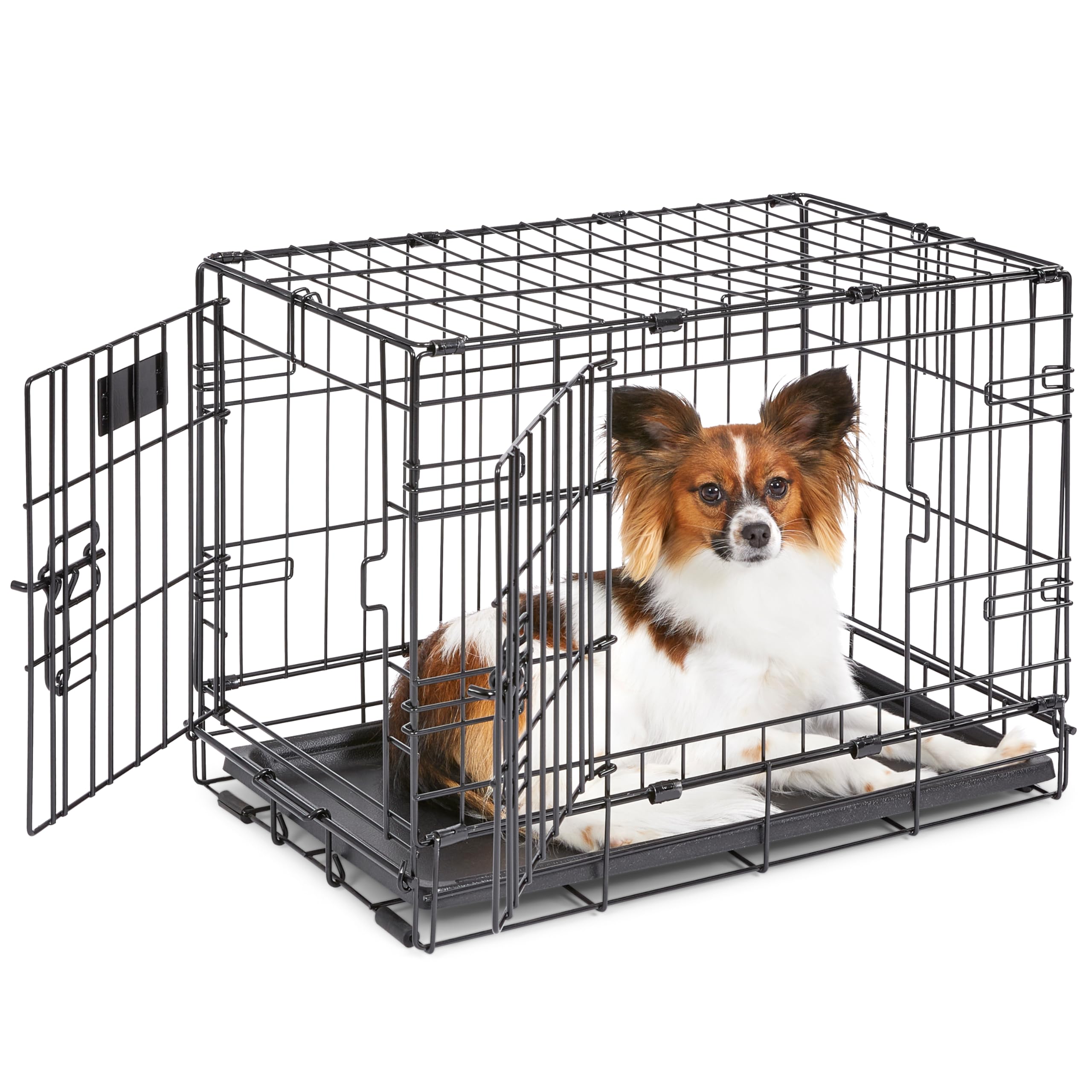 MidWest Homes for Pets 30-Inch iCrate for Medium Breeds, 21-40 lbs, Single Door Folding Dog Crate with Divider Panel, Leak-Proof Tray & Secure Latch, Portable, Durable & Easy to Assemble Gronata
