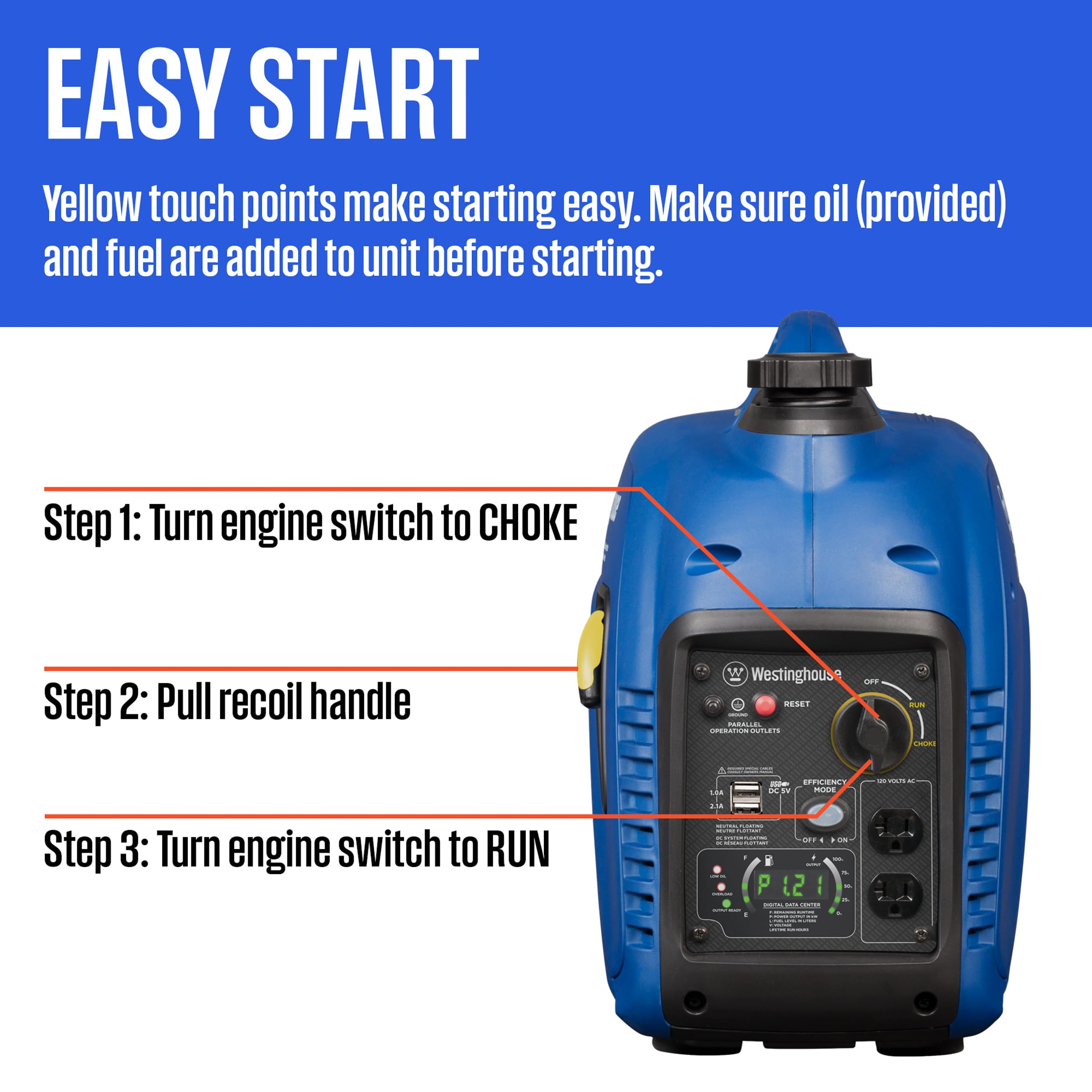 Westinghouse 2800 Peak Watt Super Quiet & Lightweight Portable Inverter Generator, Gas Powered, Parallel Capable, Long Run Time Gronata
