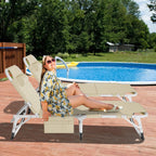 DoCred Heavy Duty Chaise Lounge Chair, Adjustable 5-Position Folding Chaise Lounge Chairs for Outside, Portable Lay Flat Beach Lounge Chair for Outdoor Sunbathing Beach Pool Lawn Camping Gronata