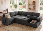 HONBAY Sectional Sleeper Sofa with Pull Out Bed U-Shape Sectional Couch Sleeper Bed with Storage Chaise 6 Seater Sleeper Sectional Sofa, Light Grey Gronata
