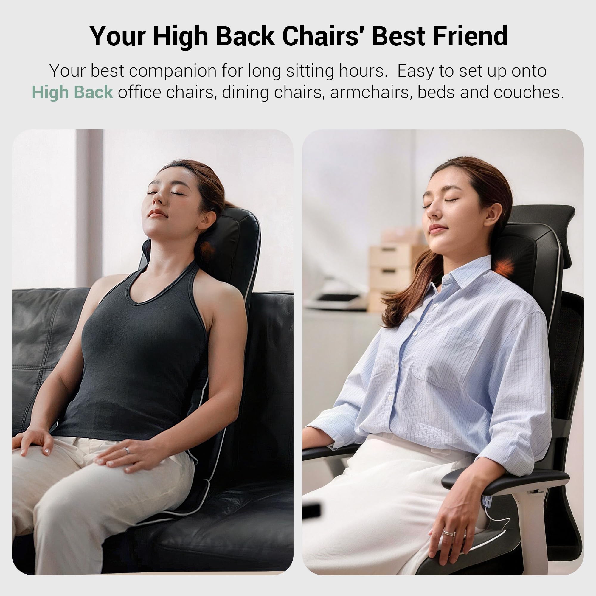 Mynt FSA Eligible HSA Approved Shiatsu Neck and Back Massager for Chair with 10 Deep Kneading Nodes, 2D & 3D Back Massage with Heat, Portable Spot Massage Chair Pad (Black) Gronata