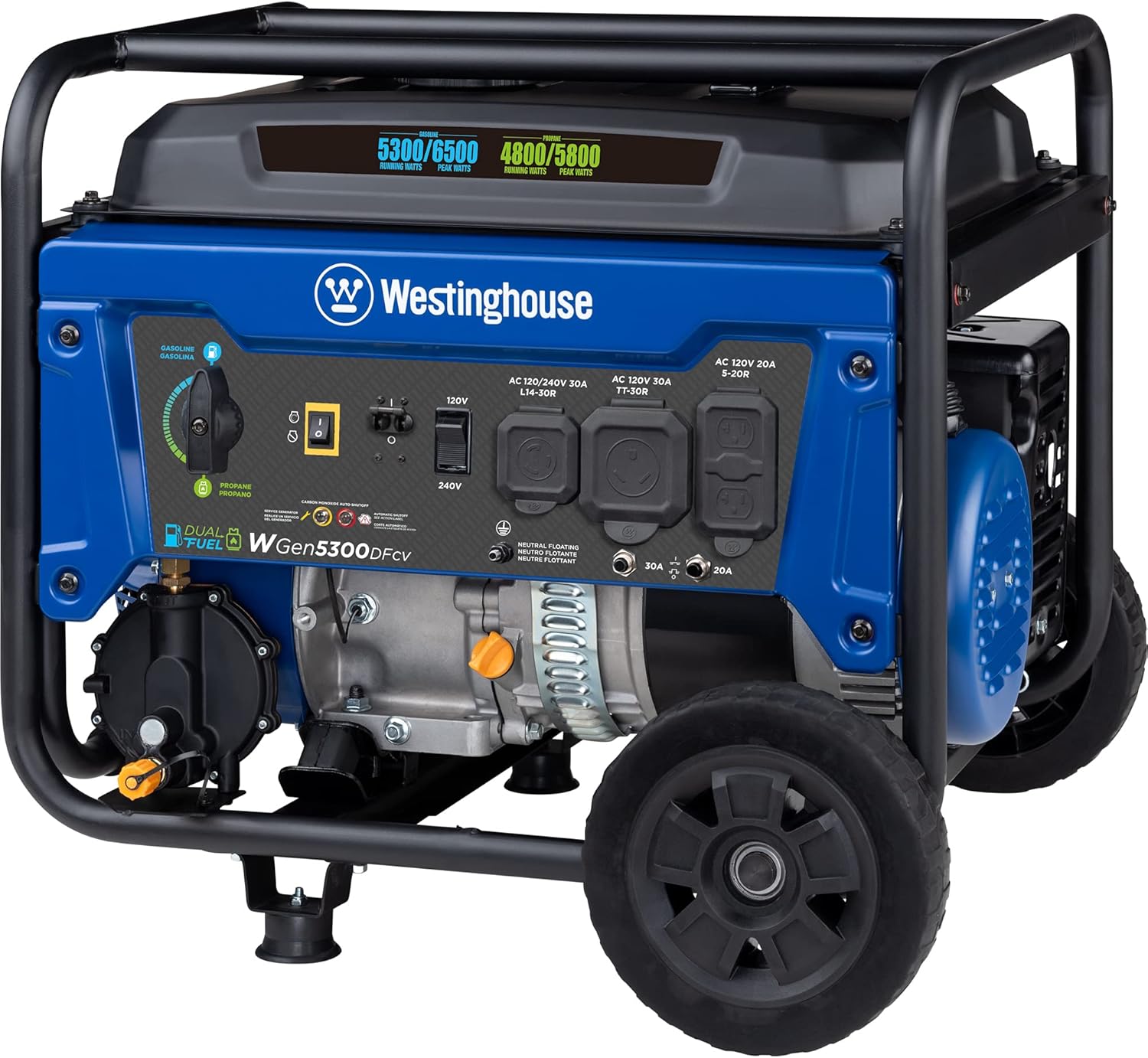 Westinghouse 6500 Watt Dual Fuel Home Backup Portable Generator, Transfer Switch Ready 30A Outlet, RV Ready 30A Outlet, CO Sensor Gronata