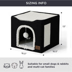 Bedsure Cat Beds for Indoor Cats - Large Cat Cave for Pet Cat House with Fluffy Ball Hanging and Scratch Pad, Foldable Cat Hideaway, 16.5x16.5x13 inches, Grey Gronata