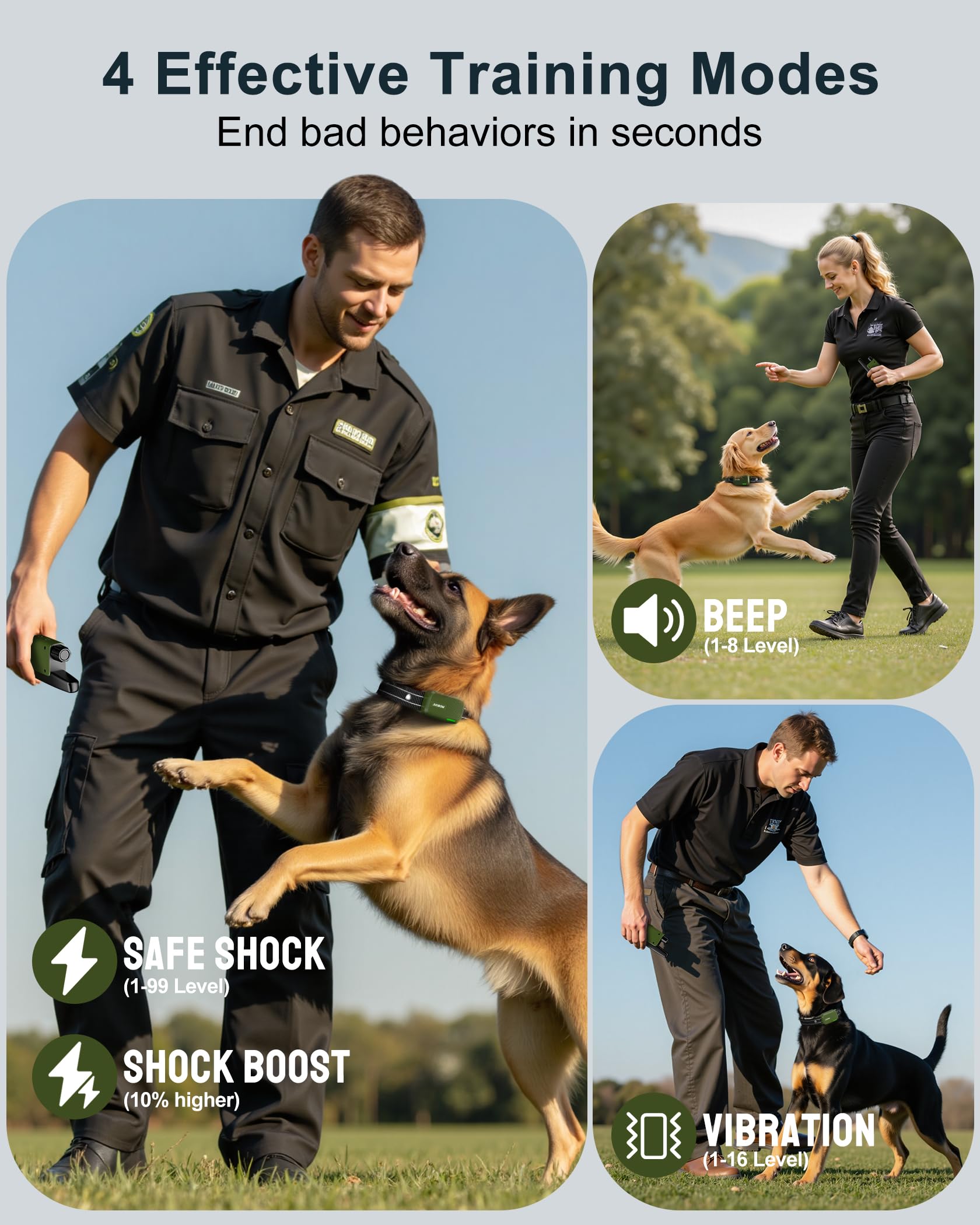 Jugbow Dog Shock Collar - 4500FT Dog Training Collar with Remote, IPX8 Waterproof Electric Dog Collar with 4 Training Modes, Security Lock, Rechargeable eCollar for 10-120lbs Small Medium Large Dogs Gronata