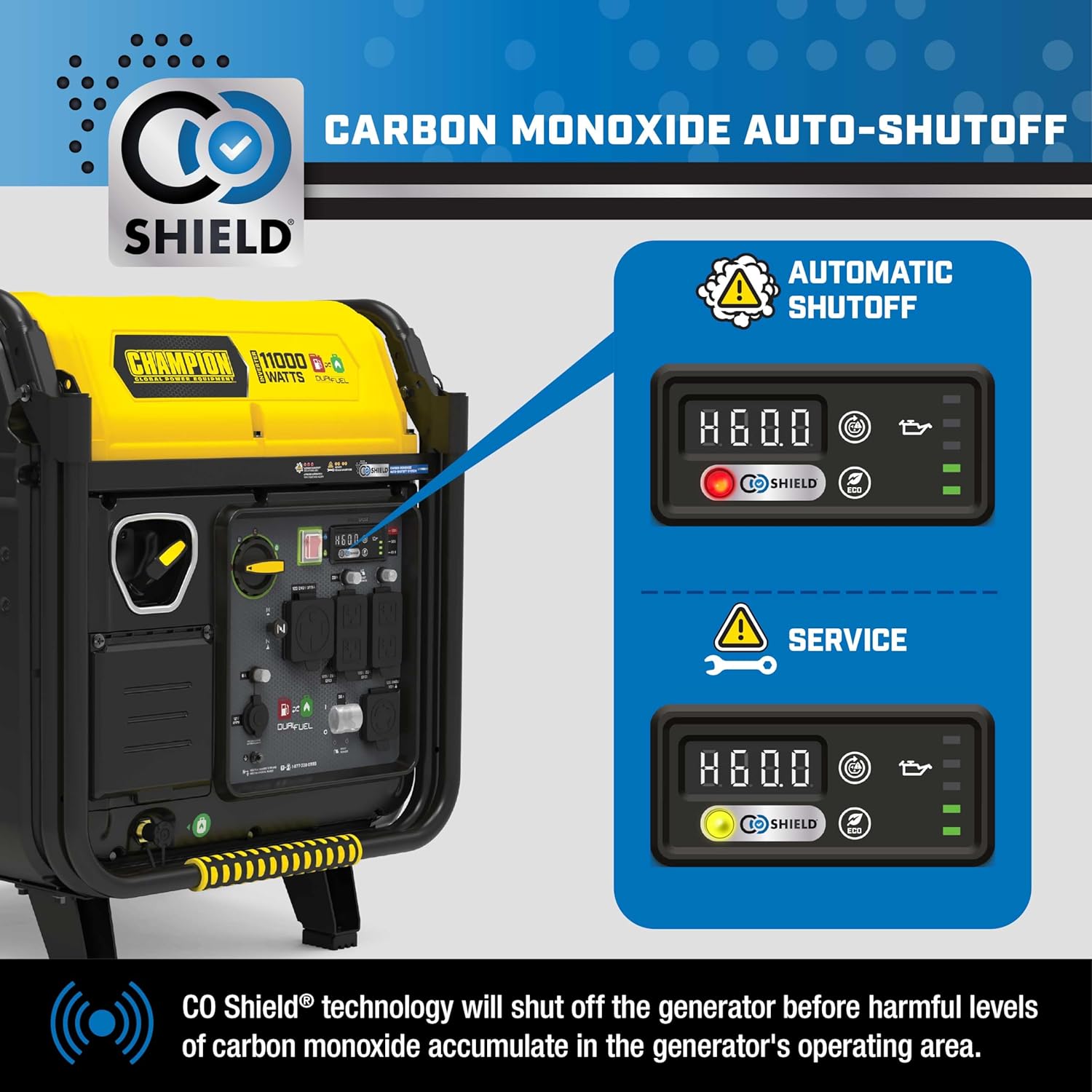 Champion Power Equipment 11,000-Watt Electric Start Dual Fuel Home Backup Portable Inverter Generator with Quiet Technology and Free 3-Year Warranty Gronata