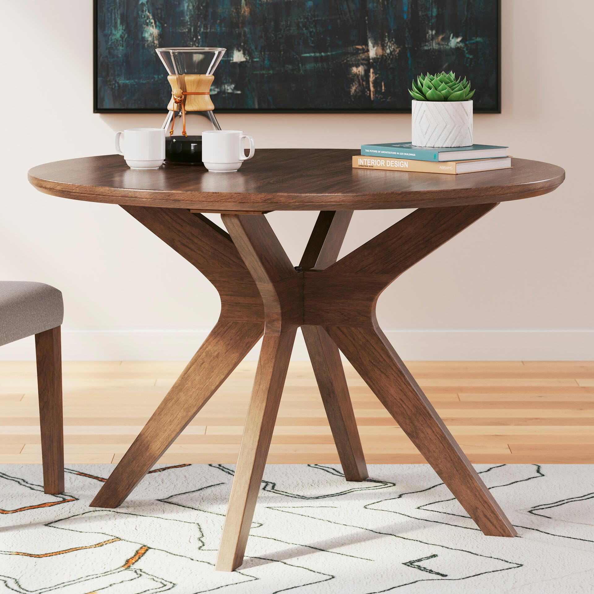 Signature Design by Ashley Lyncott Traditional Round Dining Room Table, Seats up to 4, Brown, 45" W x 29.75" H Gronata