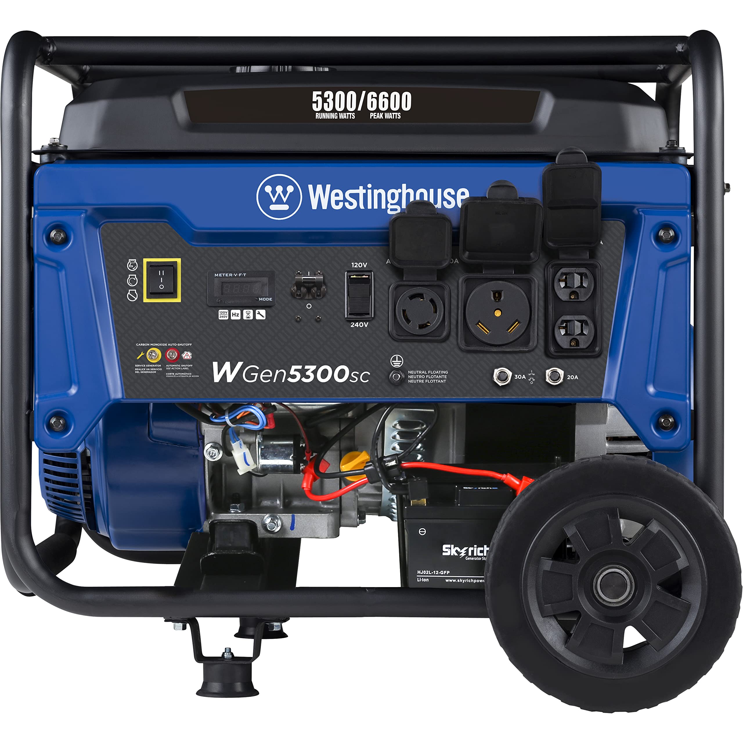 Westinghouse 6600 Peak Watt Home Backup Portable Generator, Transfer Switch Ready 30A Outlet, RV Ready 30A Outlet, Gas Powered, CO Sensor Gronata