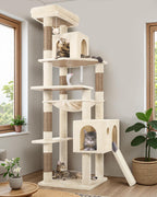 Globlazer Heavy Duty Cat Tree, 70 inch Sturdy Cat Tree for Indoor Cats Extra Large Cat Tower with Scratching Post, Hammock, Cat Condo for Adult Cats Kittens, F70 Pro, Light Grey Gronata