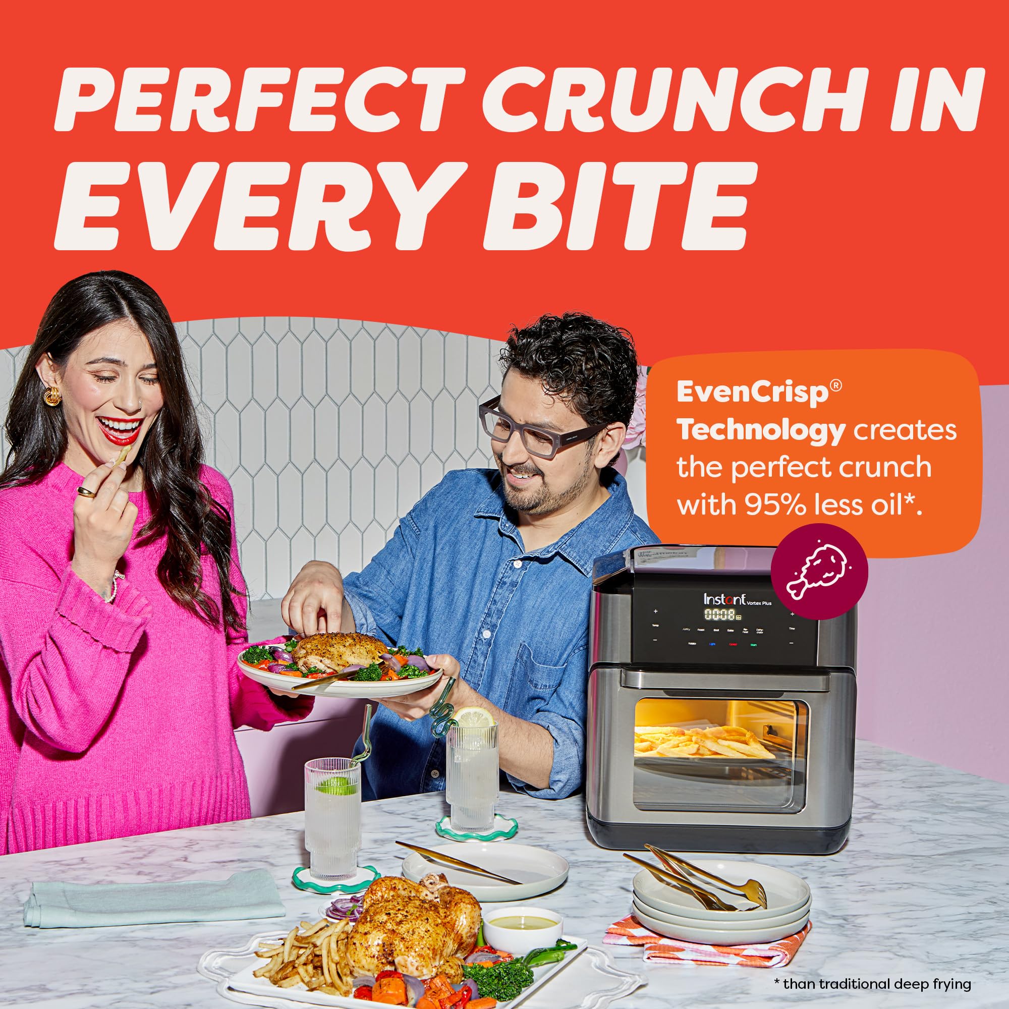 Instant Pot 6QT VORTEX Plus Air Fryer, 6-in-1, Air Fry, Broil, Dehydrate, Crisp, Roast, Reheat, Bake, Dishwasher-Safe Airfryer basket, from the Makers of Instant Pot, Stainless Steel Gronata