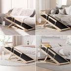 Chuiendi Dog Ramp for High Bed, Couch, Car, Pet Ramps 55.12" Long Adjustable 19.3"-27.17" Wooden Dog Step with Anti-slip Rubber Mat & Safety Side Rails for Small Medium Large Older Pets, up to 250 lbs Gronata