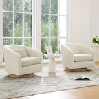 CHITA Swivel Accent Chair, Fully Assembled Fabric Barrel Armchair with FSC Certified Upholstered for Living Room, Bedroom and Office, Cream Gronata