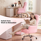 Big and Tall Office Chair, Flip Armrests for Pets & Cross Legged Sitting, Executive Ergonomic Computer Gaming Chair with Foot Rest, Teddy Fleece Wide Seat Reclining Desk Chair, White Vanity Chair Gronata