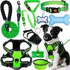 YXFDOYT No Pull Dog Harness Adjustable Collar & Leash Set - Dog Halter Harnesses Collapsible Bowls & Poop Bag Dispenser Muzzle ID Tags Toys Fits Small Medium Large Dogs (Pink-L) Gronata