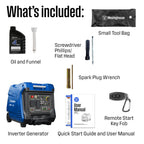Westinghouse iGen4500 Super Quiet Portable Inverter Generator, 4500 Peak Watts & 3700 Rated Watts, Remote Electric Start with Auto Choke, Wheel & Handle Kit, RV Ready, Gas Powered, Parallel Capable Gronata