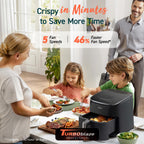 Cosori 9-in-1 TurboBlaze Air Fryer 6 Qt, PFAS-Free Ceramic Coating, 90°–450°F, Precise Heating for Even Results, Air Fry, Roast, Bake, Broil, Dry, Frozen, Proof, Reheat, Keep Warm, 120V, Dark Gray Gronata
