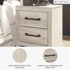 Signature Design by Ashley Wynnlow Rustic 2 Drawer Two Drawer Nightstand, 24.41" Tall, Weathered Gray Gronata