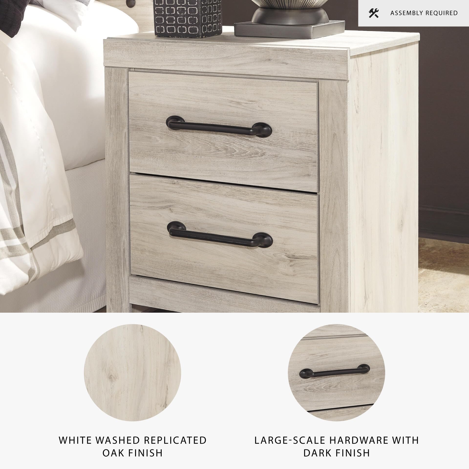 Signature Design by Ashley Wynnlow Rustic 2 Drawer Two Drawer Nightstand, 24.41" Tall, Weathered Gray Gronata