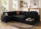 HONBAY Sectional Sleeper Sofa with Pull Out Bed U-Shape Sectional Couch Sleeper Bed with Storage Chaise 6 Seater Sleeper Sectional Sofa, Light Grey Gronata