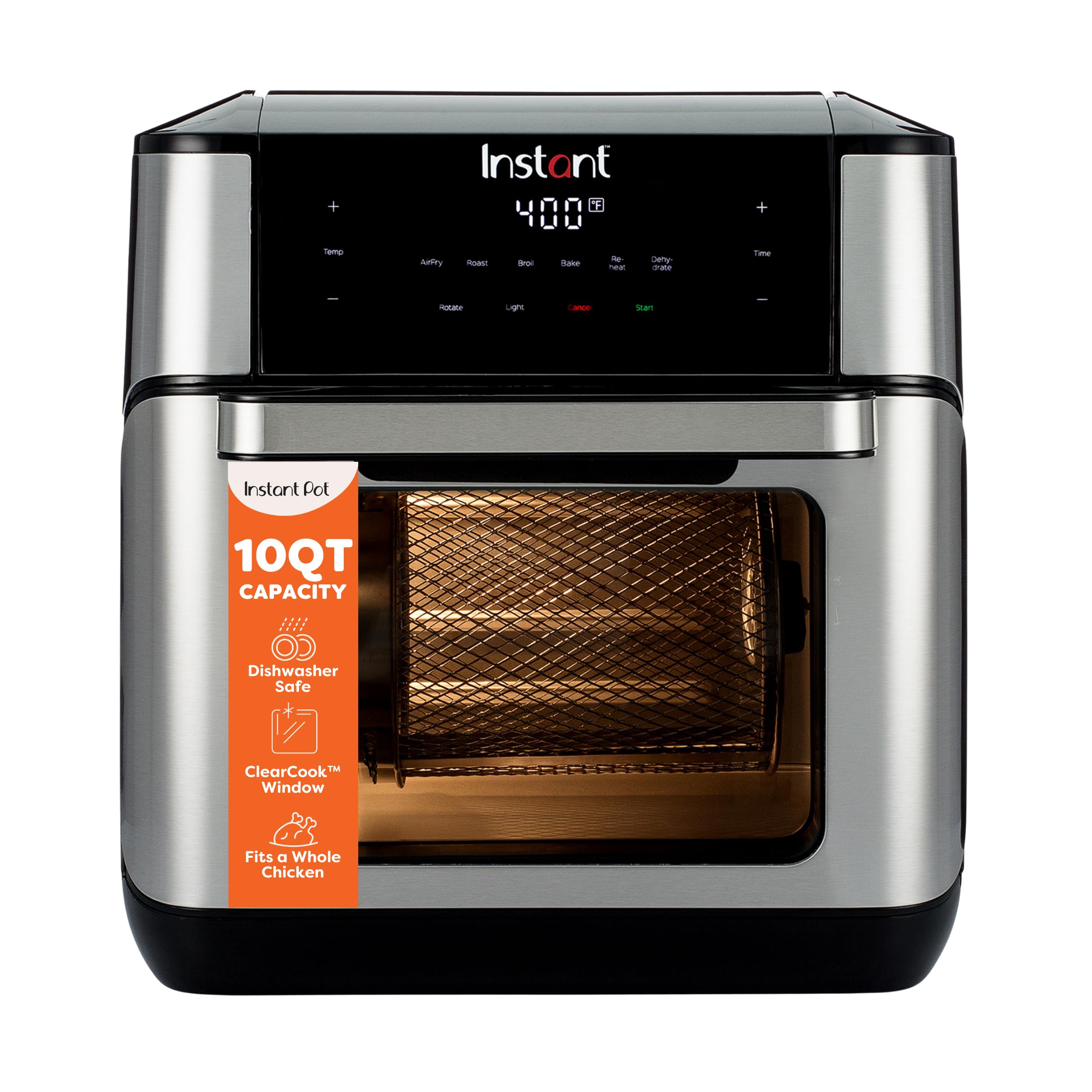 Instant Pot 6QT VORTEX Plus Air Fryer, 6-in-1, Air Fry, Broil, Dehydrate, Crisp, Roast, Reheat, Bake, Dishwasher-Safe Airfryer basket, from the Makers of Instant Pot, Stainless Steel Gronata