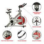 Sunny Health & Fitness Indoor Cycling Exercise Bike with SPD pedals - SF-B1509, White, 47 L x 20 W x 47 5 H Gronata
