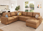 HONBAY Sectional Sleeper Sofa with Pull Out Bed U-Shape Sectional Couch Sleeper Bed with Storage Chaise 6 Seater Sleeper Sectional Sofa, Light Grey Gronata