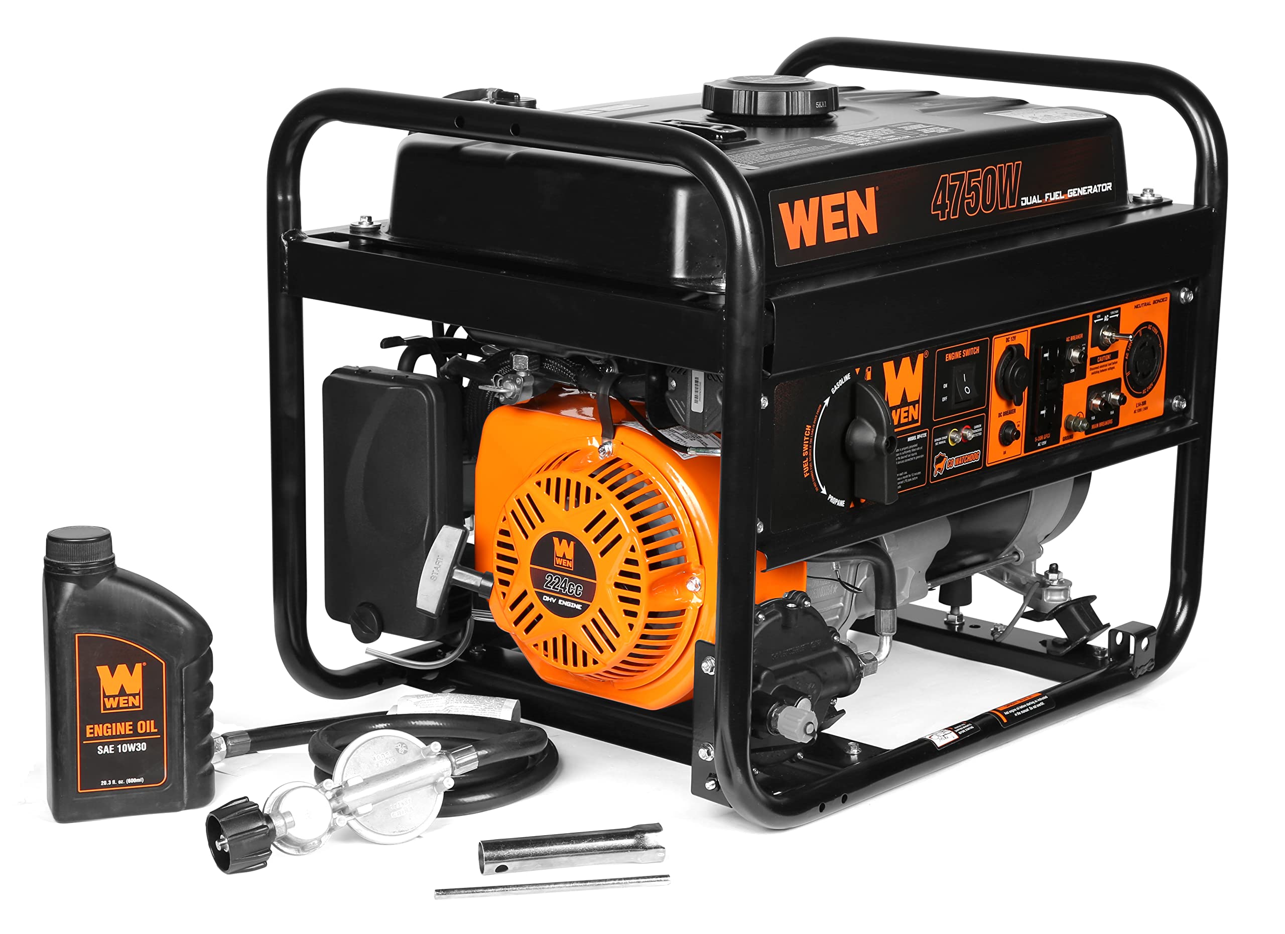 WEN DF472X 4750-Watt 120-Volt/240-Volt Dual Fuel Portable Generator with CO Shutdown Sensor Gronata