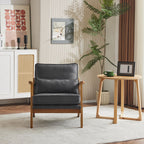 Karl home Accent Chair Wide Armrest Mid-Century Lounge Chair Linen Fabric Armchair with Lumbar Pillow & Solid Wood Frame for Living Room, Bedroom, Balcony, Green Gronata