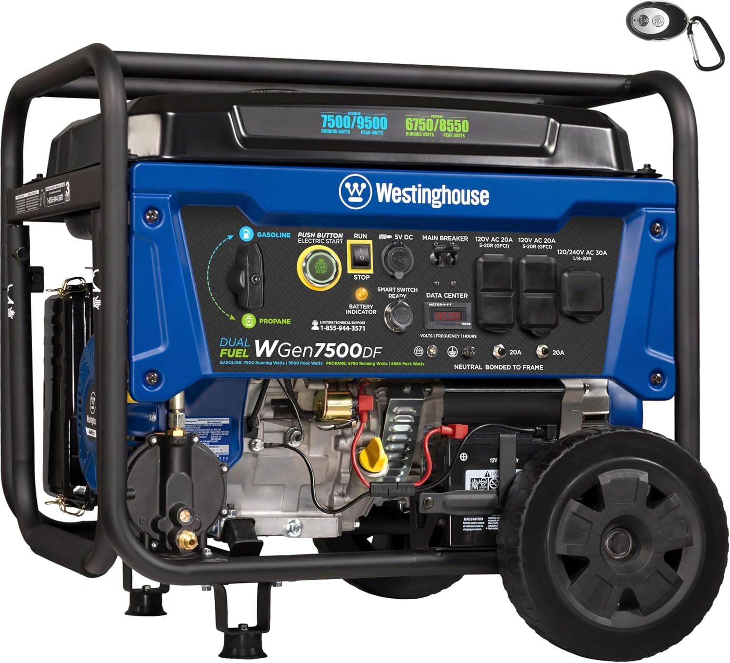 Westinghouse 9500 Peak Watt Dual Fuel Home Backup Portable Generator, Remote Electric Start, Transfer Switch Ready, Gas & Propane Powered Gronata