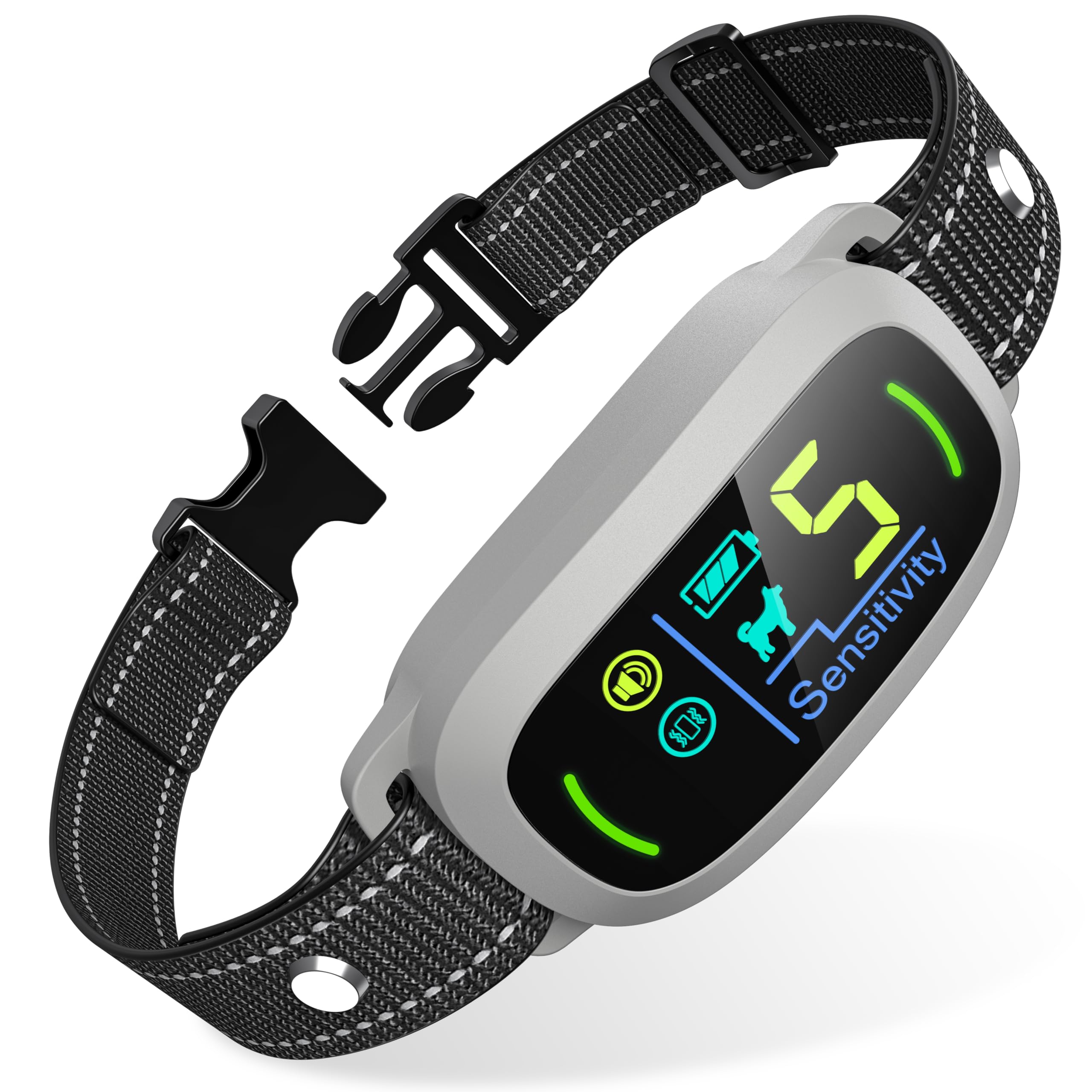 FAFAFROG Dog Bark Collar, Rechargeable Smart Collar, Anti Barking Training Collar with 5 Adjustable Sensitivity Beep Vibration, Bark Collar for Large Medium Small Dogs (Black) Gronata