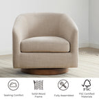 CHITA Swivel Accent Chair, Fully Assembled Fabric Barrel Armchair with FSC Certified Upholstered for Living Room, Bedroom and Office, Cream Gronata