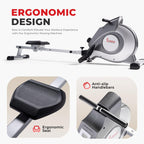 Sunny Health & Fitness Flip & Foldable Rowing Machine for Home w/Extended Slide Rail, Full-Body Workout, Low-Impact, Optional Extra Long Rail, Quiet Rail Cover, Water Motion and Free SunnyFit App Gronata