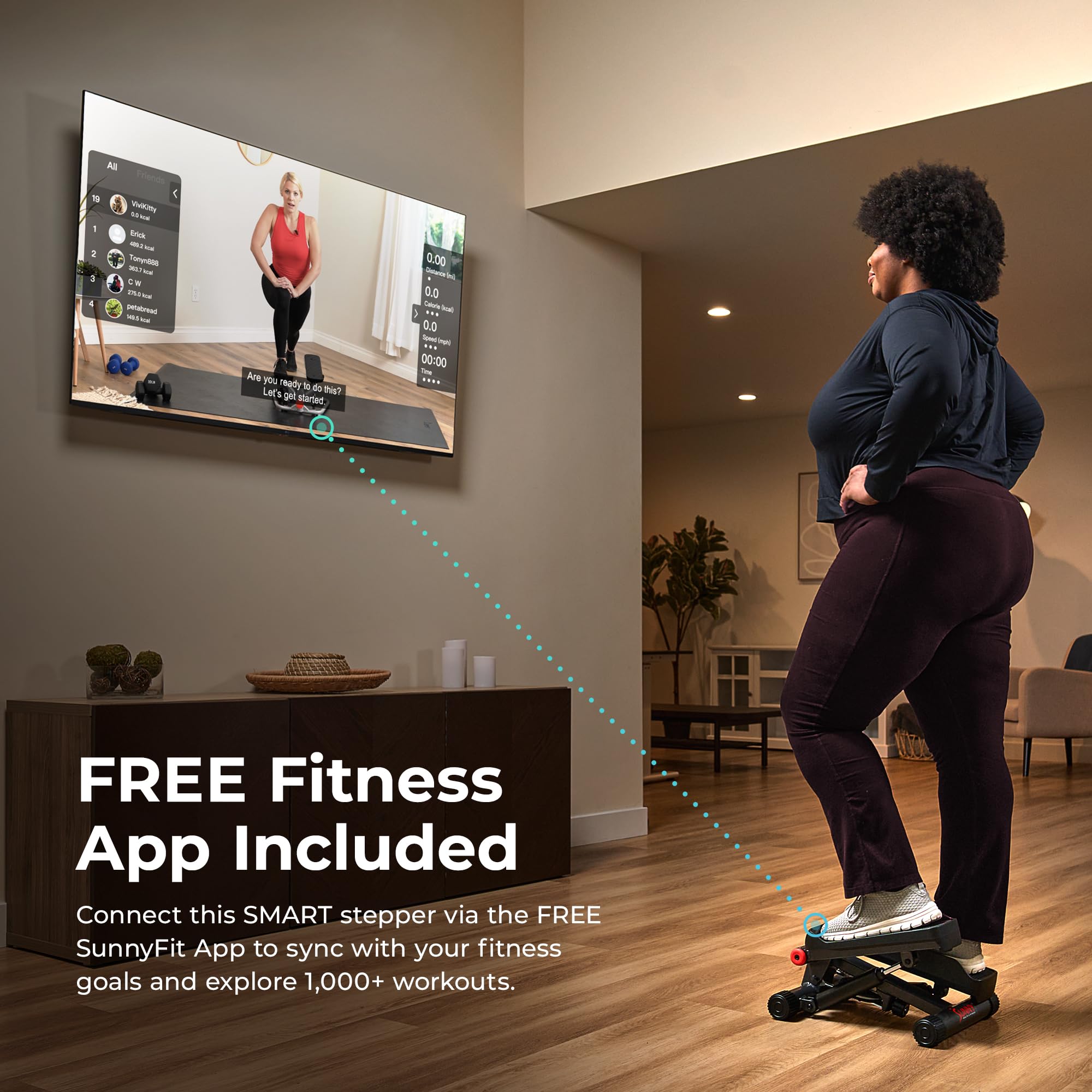 Sunny Health & Fitness Mini Steppers for Exercise at Home, Stair Step Workout Machine with Resistance Bands, Full Body Cardio Equipment with Digital Monitor - No. 012 -S Gronata