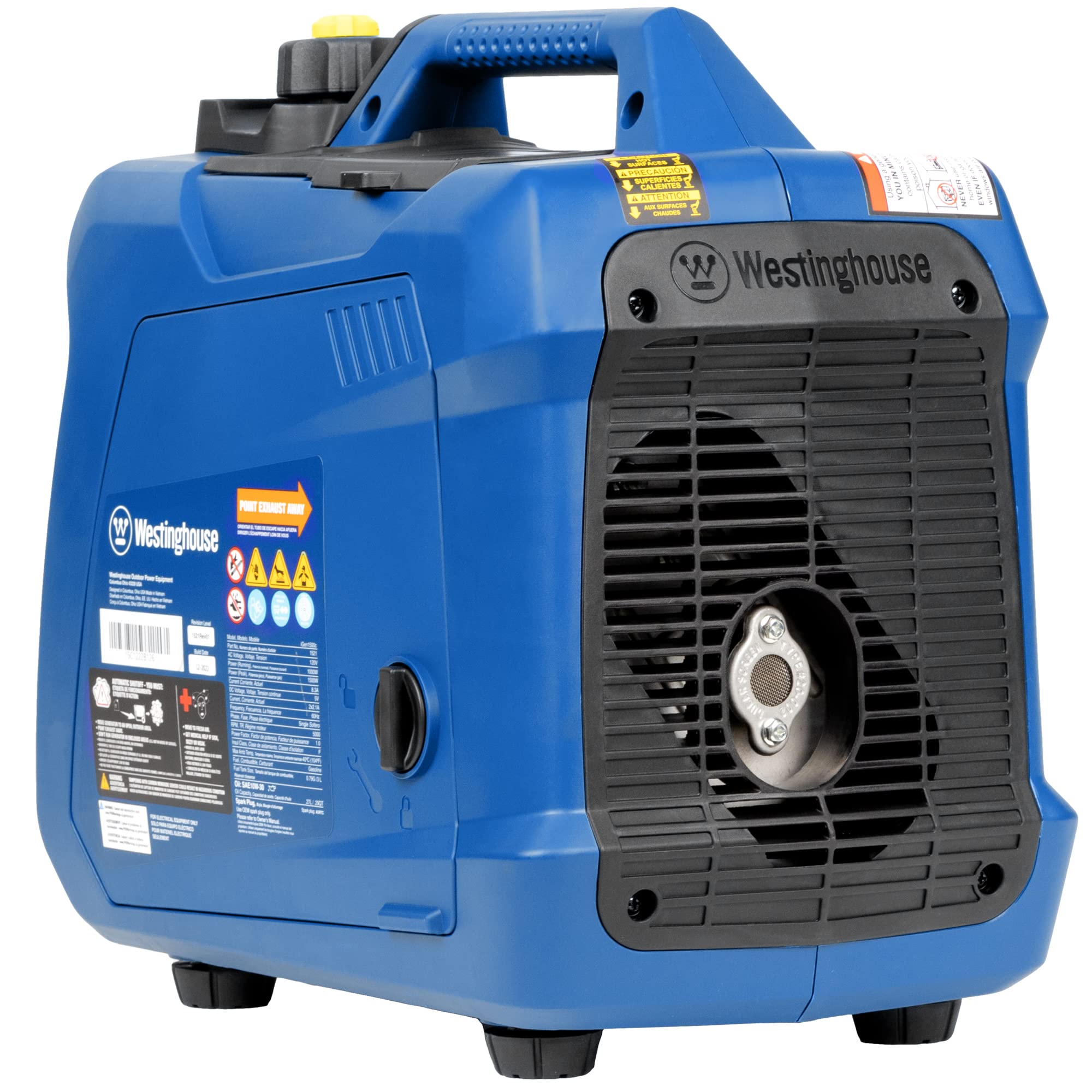 Westinghouse 1500 Peak Watt Super Quiet & Lightweight Portable Inverter Generator, Gas Powered, CO Sensor, Parallel Capable, Long Run Time,Blue Gronata