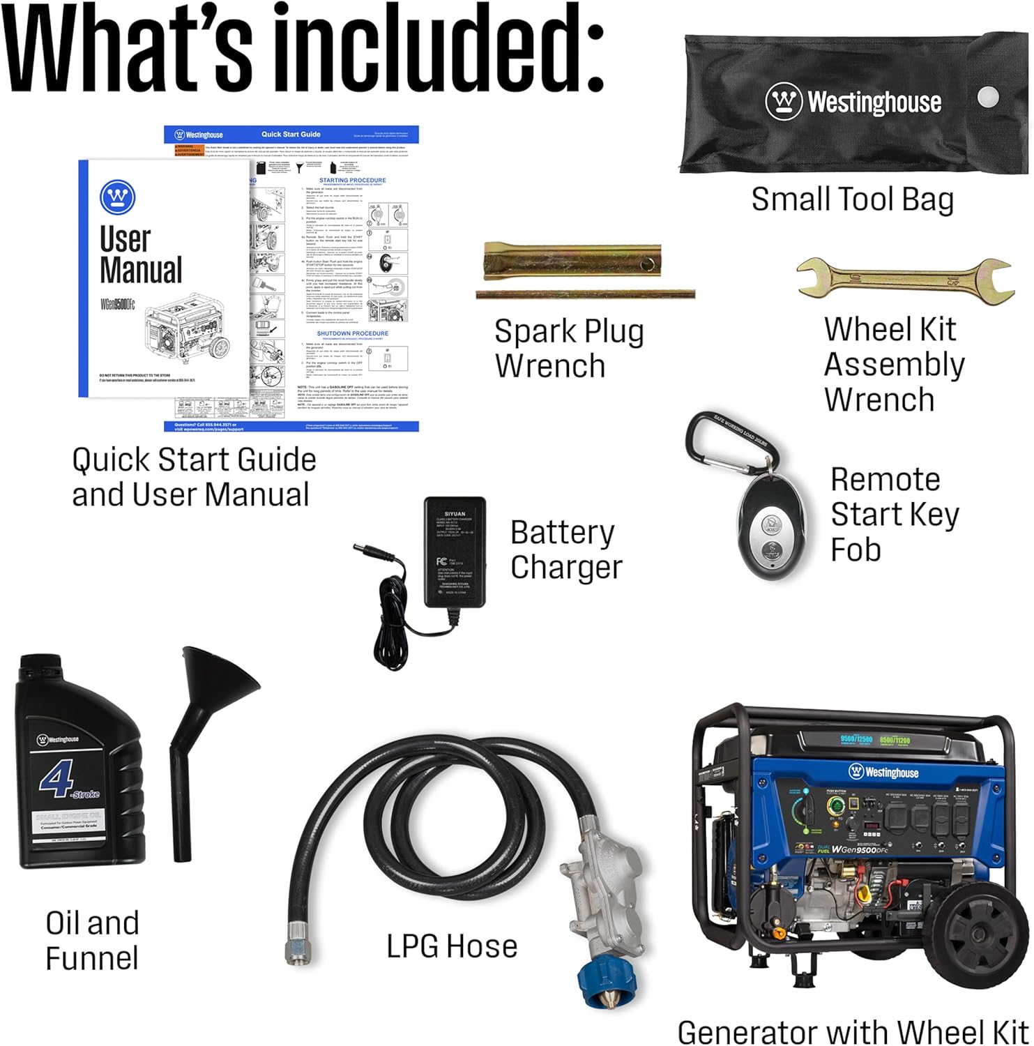 Westinghouse 12500 Peak Watt Dual Fuel Home Backup Portable Generator, Remote Electric Start, Transfer Switch Ready, Gas and Propane Powered, CO Sensor Gronata
