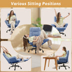 Office Chair,Big and Tall Heavy-Duty Executive Reclining Computer Gaming Chair with Footrest,Flip Armrests,Lumbar Pillow&Thicken Wider Seat for Criss Cross Legged Desk Vanity Chair,Teddy Fabric White Gronata