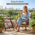 Tiita Rattan Coffee Table, Bamboo Accent Bedside Tables, Glass Nightstand Side Table, Boho Wooden End Table with Storage for Living Room,Living Room, Dining Room, Tea, Home Décor Gronata