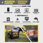 Champion Power Equipment 4,500-Watt Electric Start Dual Fuel RV Ready Portable Open Frame Inverter Generator with Quiet Technology and Free 3-Year Warranty Gronata
