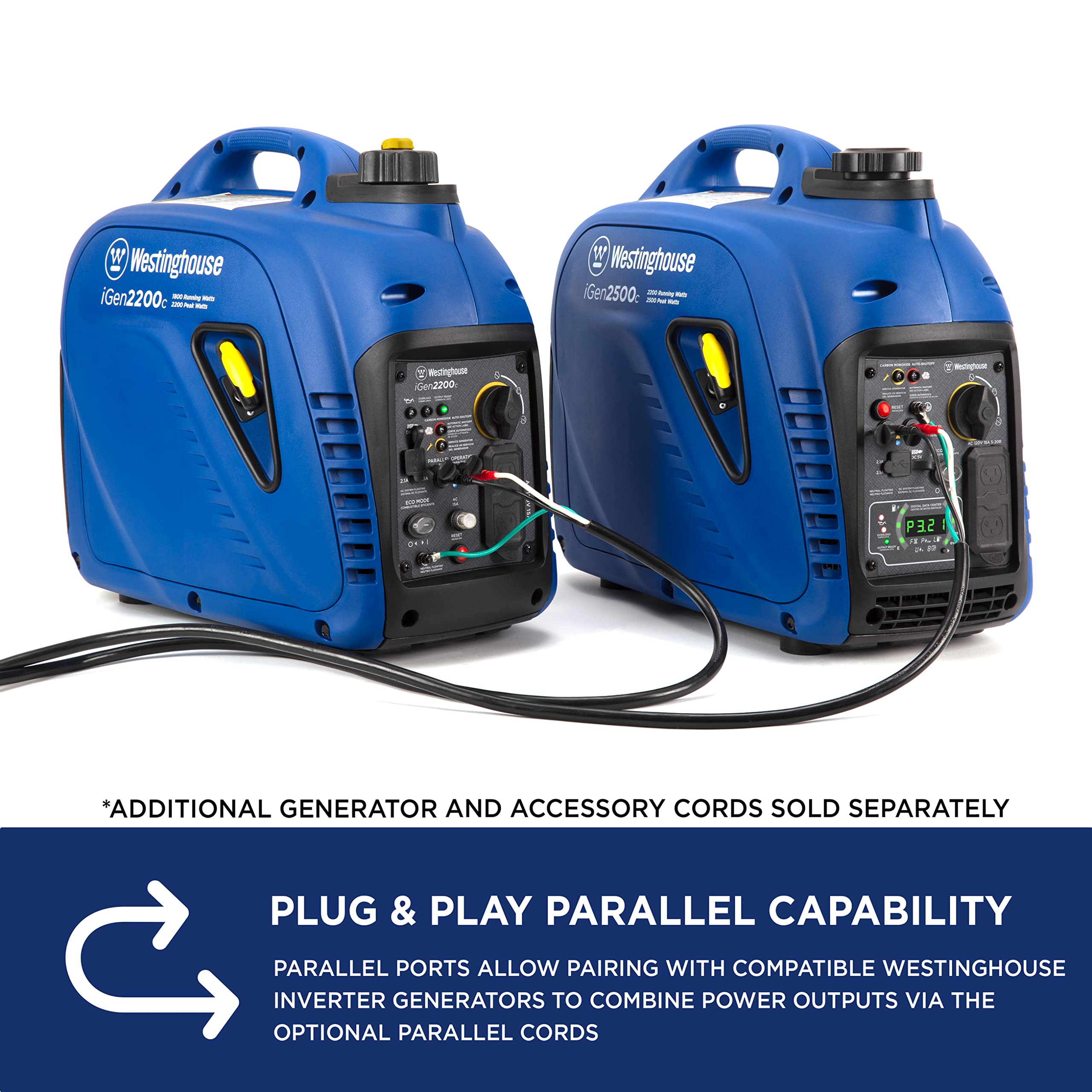 Westinghouse 1500 Peak Watt Super Quiet & Lightweight Portable Inverter Generator, Gas Powered, CO Sensor, Parallel Capable, Long Run Time,Blue Gronata