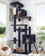 Globlazer Heavy Duty Cat Tree, 70 inch Sturdy Cat Tree for Indoor Cats Extra Large Cat Tower with Scratching Post, Hammock, Cat Condo for Adult Cats Kittens, F70 Pro, Light Grey Gronata