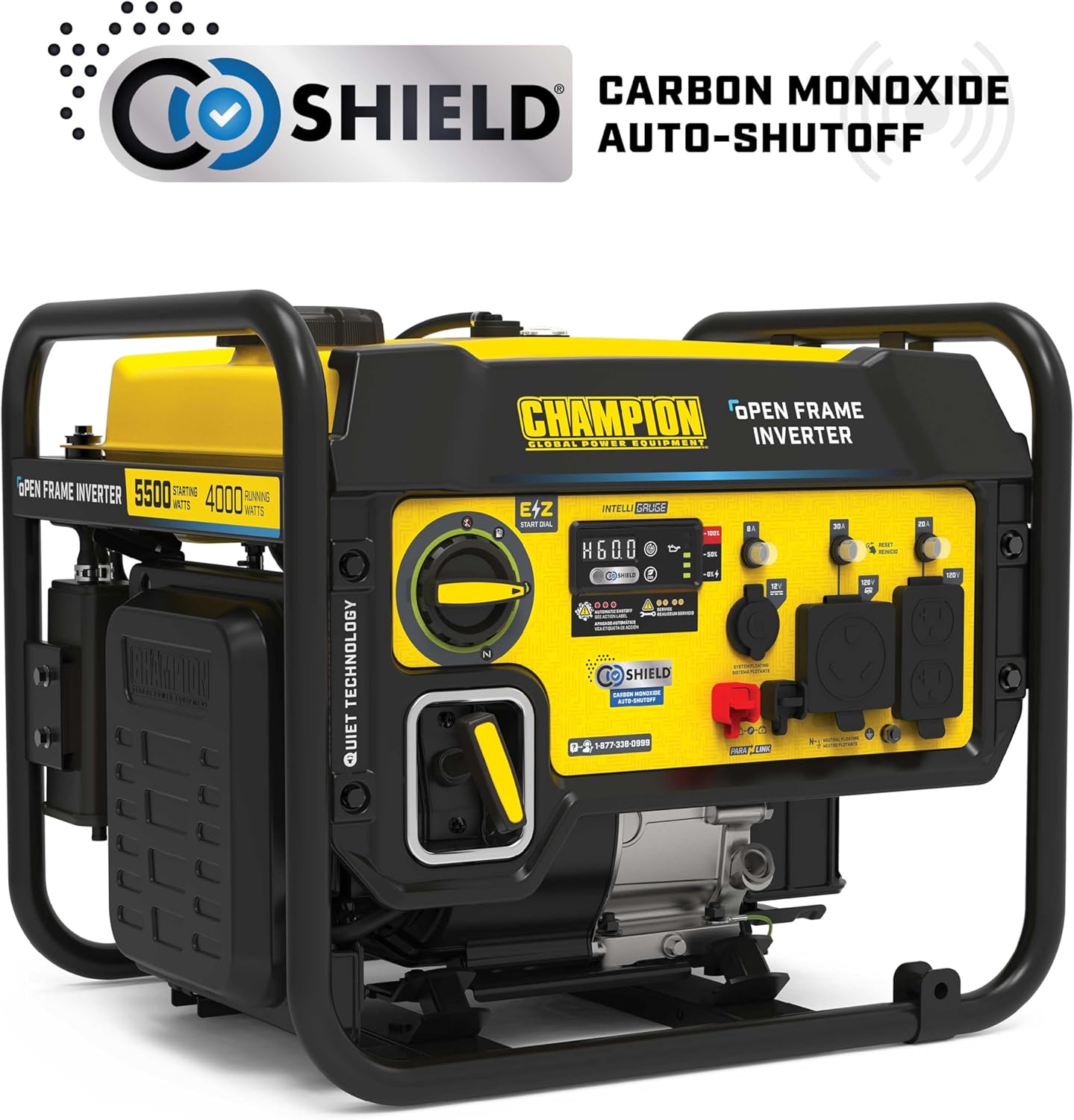 Champion Power Equipment 5500-Watt RV Ready Portable Open Frame Inverter Generator with Quiet Technology and Free 3-Year Warranty, CARB Compliant Gronata