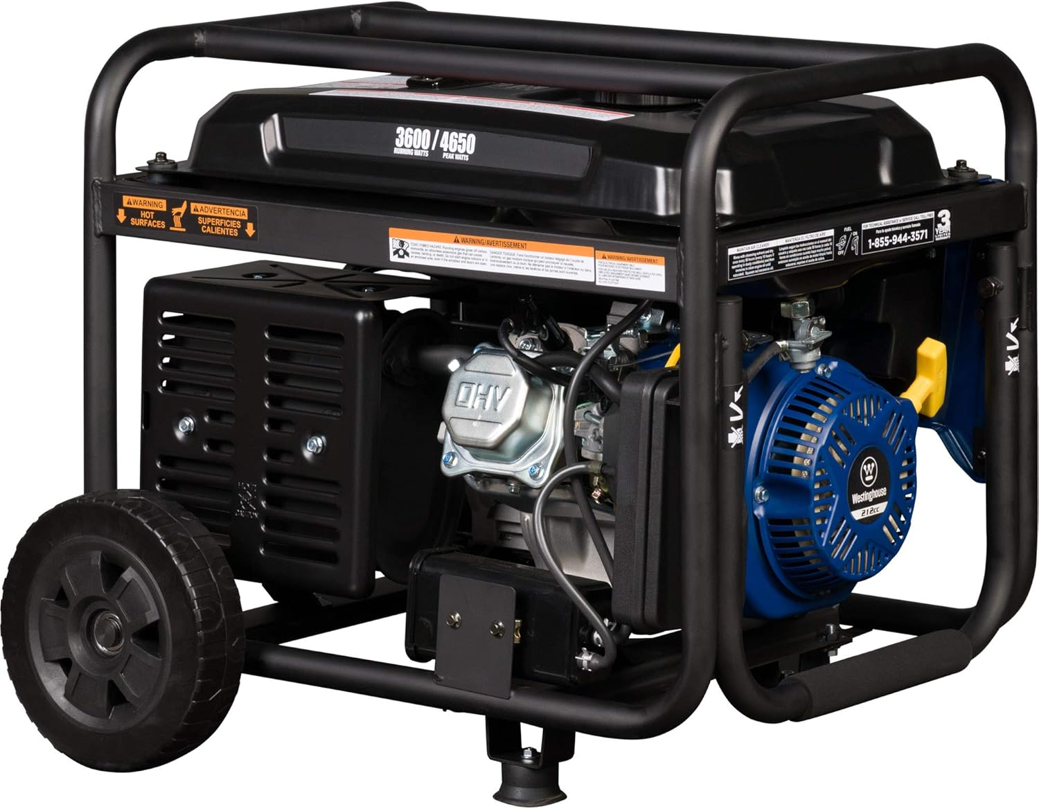 Westinghouse WGen3600 Portable Generator, 4650 Peak Watts & 3600 Rated Watts, RV Ready 30A Outlet, Wheel & Handle Kit, Gas Powered Gronata