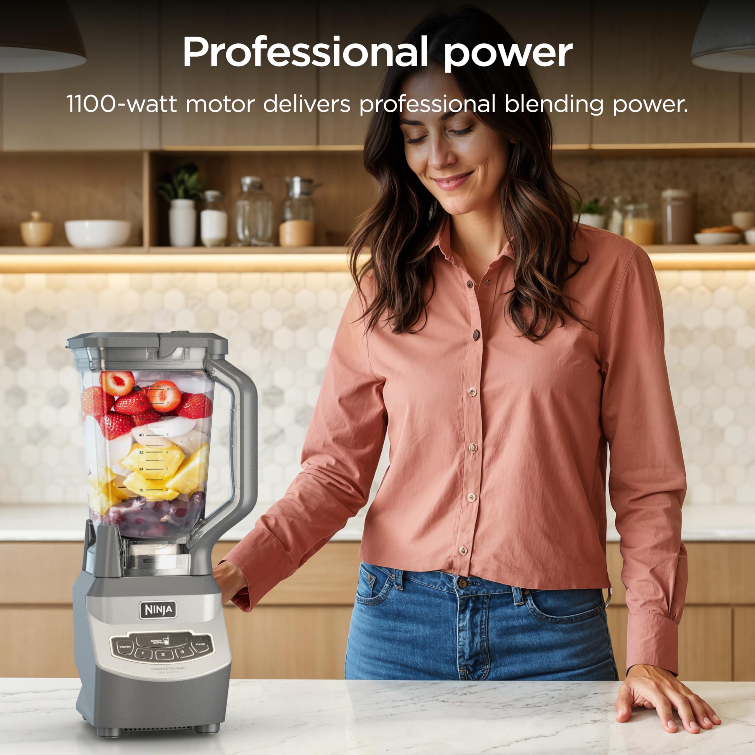 Ninja Professional Blender | Smoothie Blending, Drink Mixer, Grinder, Ice Crusher, Frozen Fruit Blending | 1000W Power, Total Crushing Technology, XL 72-oz. Pitcher | Black & Grey | BL610 Gronata