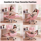Big and Tall Office Chair, Flip Armrests for Pets & Cross Legged Sitting, Executive Ergonomic Computer Gaming Chair with Foot Rest, Teddy Fleece Wide Seat Reclining Desk Chair, White Vanity Chair Gronata