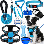YXFDOYT No Pull Dog Harness Adjustable Collar & Leash Set - Dog Halter Harnesses Collapsible Bowls & Poop Bag Dispenser Muzzle ID Tags Toys Fits Small Medium Large Dogs (Pink-L) Gronata