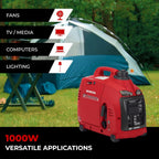 Honda EU1000i 1000 Watt Inverter Generator, Super Quiet 120V Gas Powered Portable Generator for Camping or Home Backup Power Supply, Up to 6.8 Hour Run Time (EU1000T1AN) Gronata